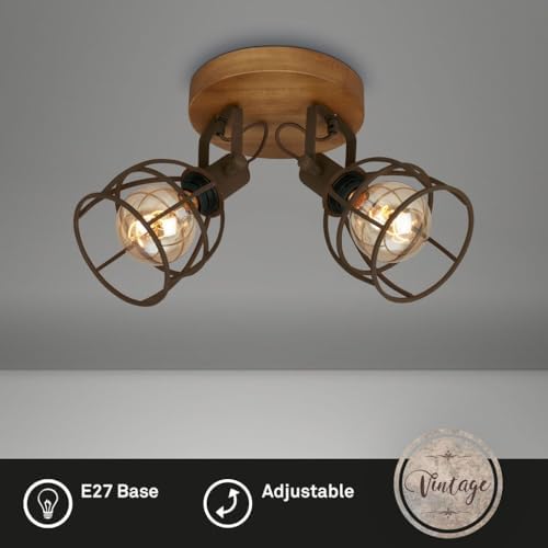 Briloner - Lámpara de Techo Retro con Pantalla Ajustable, Lámpara de Techo Vintage de 2 Luces (2670-024)
Briloner - Lámp