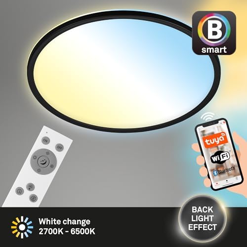 BRILONER - Lámpara LED de techo smart home, Alexa, mando a distancia, negro