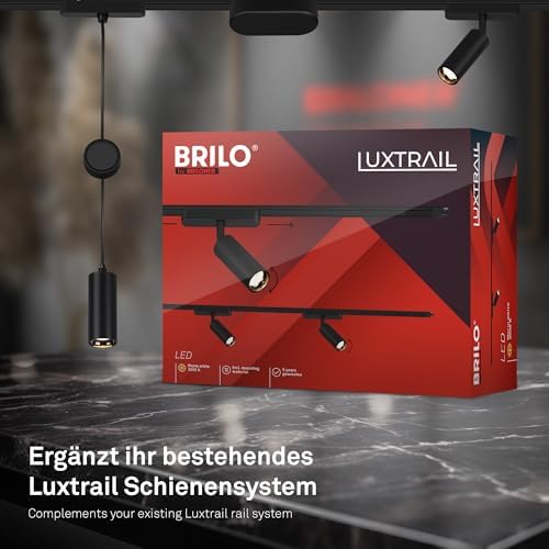  BRILONER Sistema de Rieles Luxtrail LED Tracklight, Blanco Cálido para Decoração, Accesorio Orientable, Plafón LED, Neg
