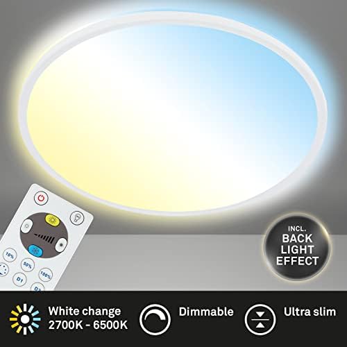 Briloner - Lámpara de techo LED multifunción, regulable y con control remoto, ideal para sala, 22W, 3000 lúm, Ø42 cm, bl