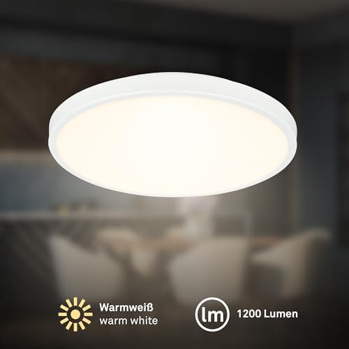  BRILONER Lampara de techo LED blanca cálida para sala, 10W, 1200lm, 24 x 6cm, whit
| BRILONER Plafón LED blanco cálido 
